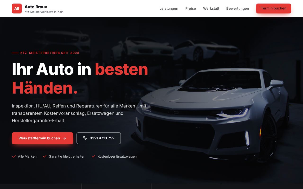 Demo „Auto Braun“ (fiktiver Betrieb) auf dem Desktop