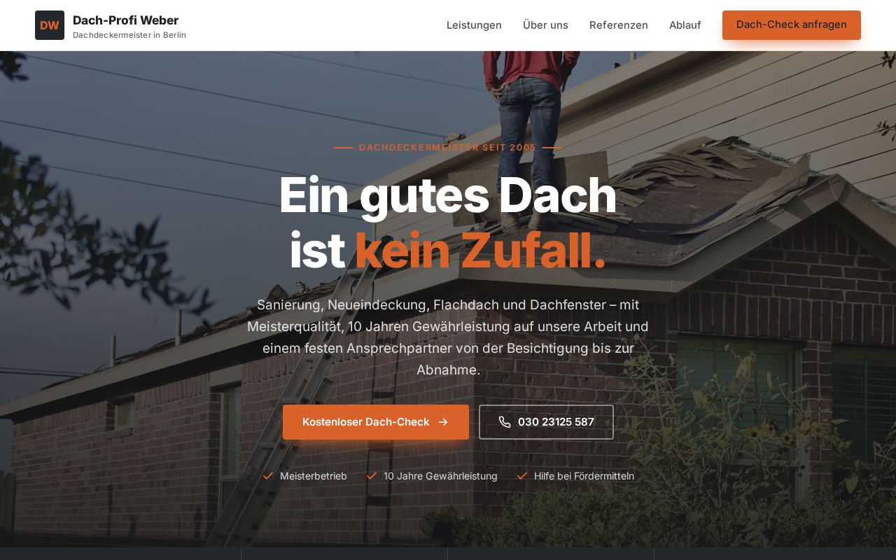 Demo „Dach-Profi Weber“ (fiktiver Betrieb) auf dem Desktop