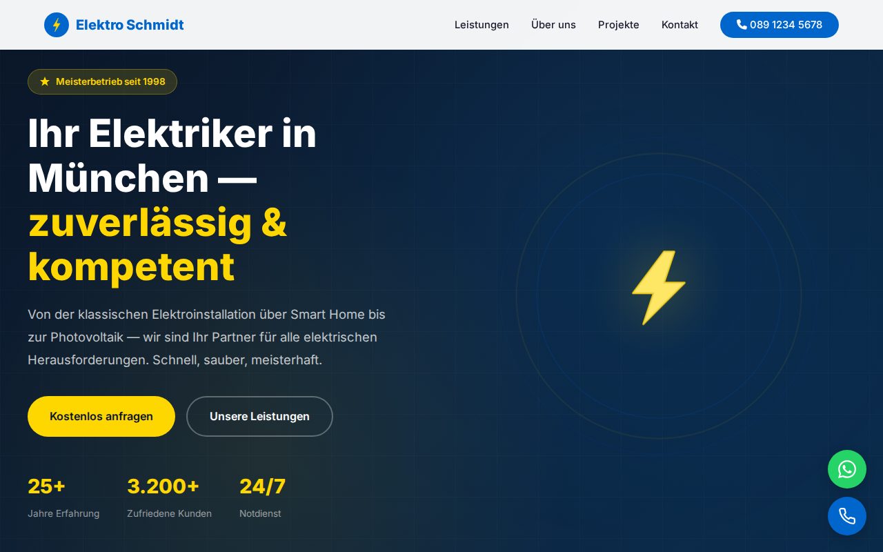 Demo „Elektro Schmidt“ (fiktiver Betrieb) auf dem Desktop