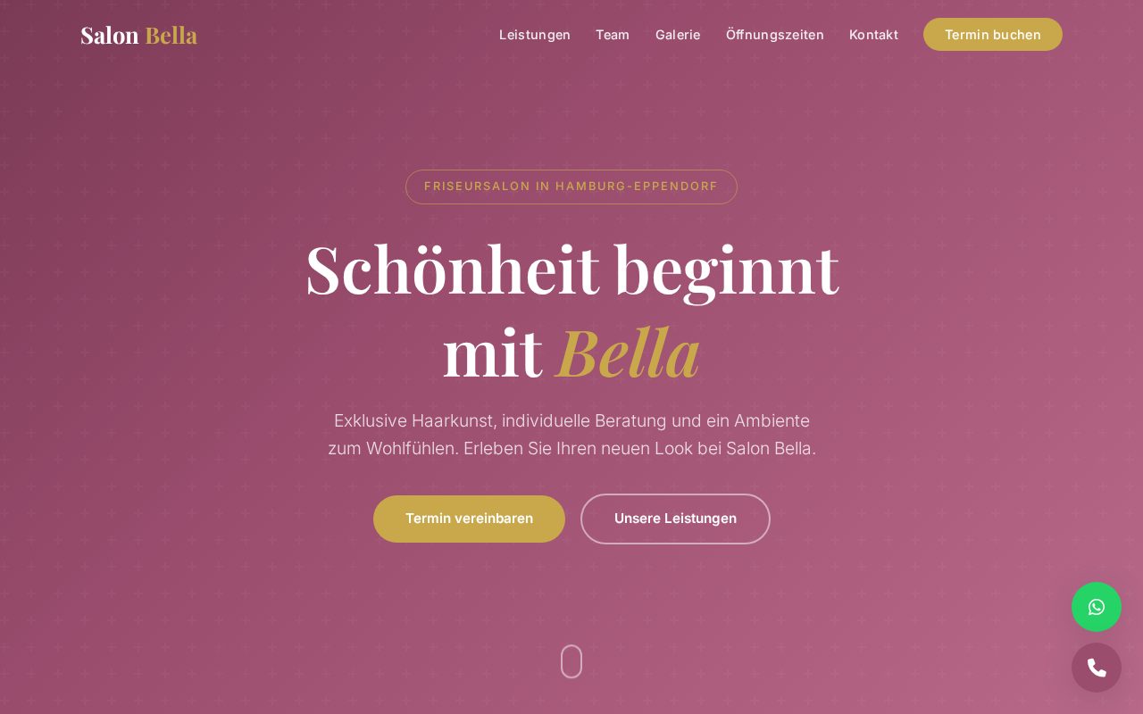 Demo „Salon Bella“ (fiktiver Salon) auf dem Desktop