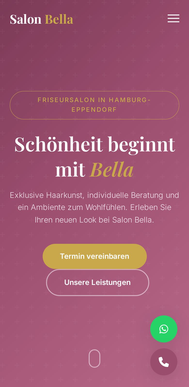 Demo „Salon Bella“ (fiktiver Salon) auf dem Handy