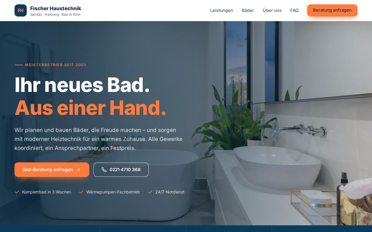 Demo „Fischer Haustechnik“ (fiktiver Betrieb) auf dem Desktop